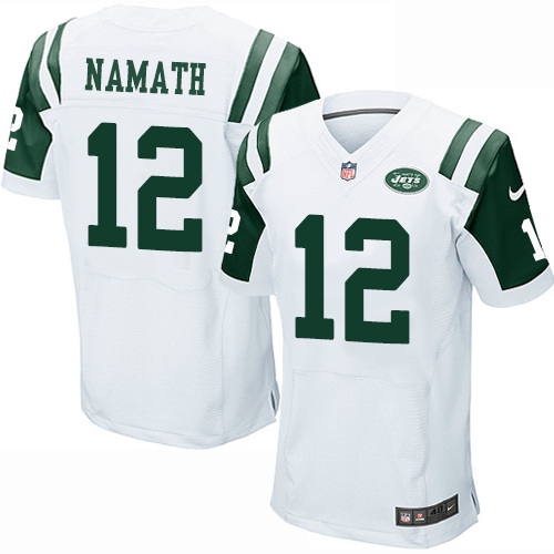 Men's Elite Joe Namath Nike Jersey White Road - #12 NFL New York Jets